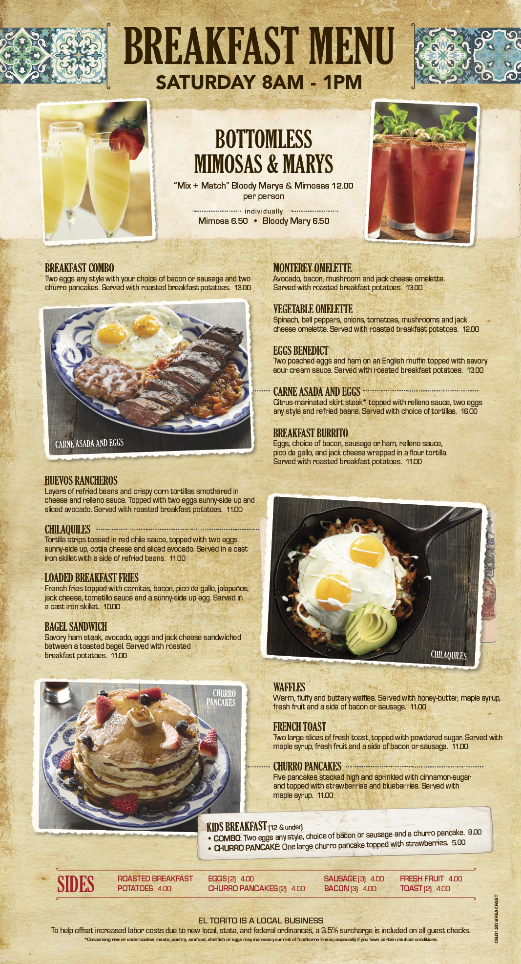 Saturday Breakfast Menu El Torito